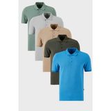 Buratti Pamuklu Regular Fit Düğmeli Polo Yaka 5'li Paket T Shirt Erkek T Shirt 5902127S5 - Füme - Haki - Lacivert