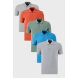 Buratti Pamuklu Regular Fit Düğmeli Polo Yaka 5'li Paket T Shirt Erkek T SHİRT 5902127S5 - Gri - Mavi - Yeşil