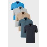 Buratti Pamuklu Regular Fit Düğmeli Polo Yaka 5'li Paket T Shirt Erkek T Shirt 5902127S5 - Lacivert - Antrasit