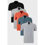 Buratti Pamuklu Regular Fit Düğmeli Polo Yaka 5'li Paket T Shirt Erkek T Shirt 5902127S5 - Siyah - Gri - Yeşil