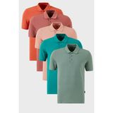 Buratti Pamuklu Regular Fit Düğmeli Polo Yaka 5'li Paket T Shirt Erkek T Shirt 5902127S5 - Tarçın - Yeşil