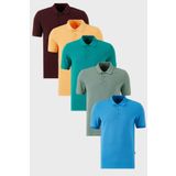 Buratti Pamuklu Regular Fit Düğmeli Polo Yaka 5'li Paket T Shirt Erkek T Shirt 5902127s5