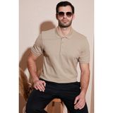 Buratti Pamuklu Regular Fit Düğmeli Polo Yaka T Shirt Erkek Polo Yaka T Shirt 5902127 - Vizon - 2XL