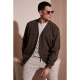 Buratti Pamuklu Regular Fit Düğmeli V Yaka Hırka Erkek Hırka 456205 - 5XL - Kahve