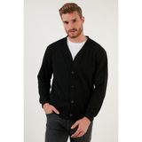 Buratti Pamuklu Regular Fit Düğmeli V Yaka Hırka Erkek Hırka 456205 - Siyah - 2XL