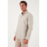 Buratti Pamuklu Regular Fit Düğmeli Yaka Kışlık Gömlek Erkek Gömlek CF24W127079 - Bej - 2XL