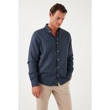 Buratti Pamuklu Regular Fit Düğmeli Yaka Kışlık Gömlek Erkek Gömlek CF24W127079 - Lacivert - S