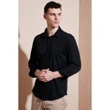 Buratti Pamuklu Regular Fit Düz Yaka Gömlek Erkek Gömlek CF25S119628 - 2XL - Siyah