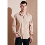 Buratti Pamuklu Regular Fit Düz Yaka Gömlek Erkek Gömlek CF25S119628 - XL - Bej