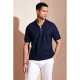 Buratti Pamuklu Regular Fit Fermuarlı Polo Yaka T Shirt Erkek Polo T Shirt 5902434 - İndigo