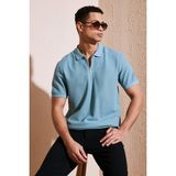 Buratti Pamuklu Regular Fit Fermuarlı Polo Yaka T Shirt Erkek Polo T Shirt 5902434 - Mavi