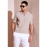Buratti Pamuklu Regular Fit Fermuarlı Polo Yaka T Shirt Erkek Polo T Shirt 5902738 - 2XL - Vizon