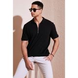 Buratti Pamuklu Regular Fit Fermuarlı Polo Yaka T Shirt Erkek Polo T Shirt 5902738 - XL - Siyah