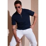 Buratti Pamuklu Regular Fit Fermuarlı Polo Yaka T Shirt Erkek Polo Yaka T Shirt 5902738 - İndigo - XL