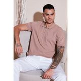 Buratti Pamuklu Regular Fit Fermuarlı Polo Yaka T Shirt Erkek Polo Yaka T Shirt 5902915 - Pudra