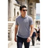 Buratti Pamuklu Regular Fit Göğüs Cepli Düğmeli Polo T Shirt Erkek Polo T Shirt 4565001 - Koyu Lacivert - 4XL