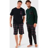 Buratti Pamuklu Regular Fit Kareli 2'li Paket Erkek Pijama Takımı 657200120S2 LACİVERT-YEŞİL
