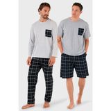 Buratti Pamuklu Regular Fit Kareli 2'li Paket Pijama Takımı Erkek Pijama Takımı 657200120S2 - Gri Melanj - XL