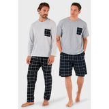 Buratti Pamuklu Regular Fit Kareli 2'li Paket Pijama Takımı Erkek Pijama Takımı 657200120S2 - Gri Melanj