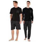 Buratti Pamuklu Regular Fit Kareli 2'li Paket Pijama Takımı Erkek, Siyah, S Beden