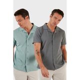 Buratti Pamuklu Regular Fit Kısa Kollu 2'li Paket Gömlek Erkek GÖMLEK 5902640S2 - Mint - Yeşil