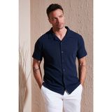 Buratti Pamuklu Regular Fit Kısa Kollu Gömlek Erkek Gömlek 5902640 - İndigo