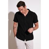 Buratti Pamuklu Regular Fit Kısa Kollu Gömlek Erkek Gömlek 5902640 - Siyah