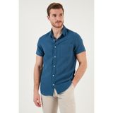 Buratti Pamuklu Regular Fit Kısa Kollu Gömlek Erkek Gömlek CF24S128230 - XL - İndigo