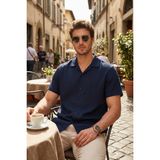 Buratti Pamuklu Regular Fit Klasik Yaka Kısa Kollu Gömlek Erkek Gömlek CF26S125404 - Lacivert