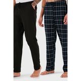 Buratti Pamuklu Regular Fit Normal Bel Düz Paça Cepli 2'li Paket Pijama Altı Erkek Pijama Altı 6574003S2 - Lacivert - Siyah - XL
