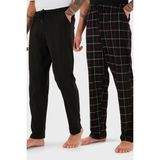 Buratti Pamuklu Regular Fit Normal Bel Düz Paça Cepli 2'li Paket Pijama Altı Erkek Pijama Altı 6574003S2 - Mat Siyah - Siyah - XL