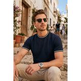 Buratti Pamuklu Regular Fit Şerit Detaylı T Shirt Erkek T Shirt 5904089 - İndigo