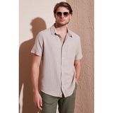 Buratti Pamuklu Regular Fit Tek Cepli Kısa Kol Gömlek Erkek Gömlek CF25S128230 - Taş