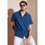 Buratti Pamuklu Regular Fit Tek Cepli Kısa Kol Gömlek Erkek Gömlek CF25S128230 - XL - İndigo