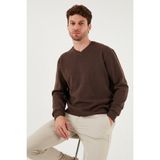 Buratti Pamuklu Regular Fit V Yaka Kazak Erkek Kazak 456202 V - Kahve - 2XL