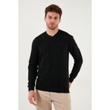 Buratti Pamuklu Regular Fit V Yaka Kazak Erkek Kazak 456202 V - Siyah