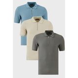 Buratti Pamuklu Regular Fit Yarım Fermuarlı 3'lü Paket Polo Yaka T Shirt Erkek Polo Yaka T Shirt 5902434S3 - Taş - Haki