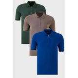 Buratti Pamuklu Regular Fit Yarım Fermuarlı 3'lü Paket Polo Yaka T Shirt Erkek POLO YAKA T SHİRT 590