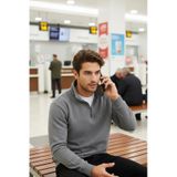 Buratti Pamuklu Regular Fit Yarım Fermuarlı Dik Yaka Erkek Kazak 456112 Gri