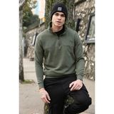 Buratti Pamuklu Regular Fit Yarım Fermuarlı Dik Yaka Kazak Erkek Kazak 456112 - Haki - 2XL