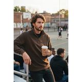 Buratti Pamuklu Regular Fit Yarım Fermuarlı Dik Yaka Kazak Erkek Kazak 456112 - Kahve - 2XL