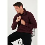 Buratti Pamuklu Regular Fit Yarım Fermuarlı Dik Yaka Kazak Erkek Kazak 456112 - Mürdüm