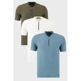 Buratti Pamuklu Regular Fit Yarım Fermuarlı Kolej Yaka 3'lü Paket T Shirt Erkek T Shirt 5902653S3 - Beyaz - Haki - Lacivert - XL