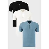 Buratti Pamuklu Regular Fit Yarım Fermuarlı Kolej Yaka 3'lü Paket T Shirt Erkek T Shirt 5902653S3 - Mavi - Siyah - Beyaz - XL