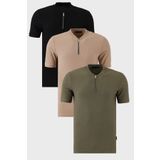 Buratti Pamuklu Regular Fit Yarım Fermuarlı Kolej Yaka 3'lü Paket T Shirt Erkek T SHİRT 5902653S3