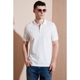 Buratti Pamuklu Regular Fit Yarım Fermuarlı Polo Yaka T Shirt Erkek Polo Yak T Shirt 5903008 - Beyaz