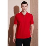 Buratti Pamuklu Regular Fit Yarım Fermuarlı Polo Yaka T Shirt Erkek Polo Yak T Shirt 5903008 - Kırmızı - 2XL