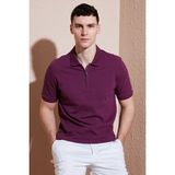 Buratti Pamuklu Regular Fit Yarım Fermuarlı Polo Yaka T Shirt Erkek Polo Yak T Shirt 5903008 - Mürdüm