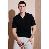 Buratti Pamuklu Regular Fit Yarım Fermuarlı Polo Yaka T Shirt Erkek Polo Yak T Shirt 5903008 - Siyah - 2XL