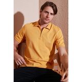 Buratti Pamuklu Regular Fit Yarım Fermuarlı Polo Yaka T Shirt Erkek Polo Yaka T Shirt 5901029 - Hardal